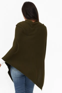 Ponchos<Tirelli Gisele Khaki Button Up Poncho