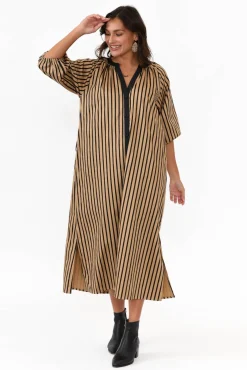 Cotton Dresses<Slate The Label Glenn Black Stripe Cotton Shirt Dress