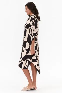 Below Knee Dresses<New U Collection Graham Black Abstract Shirt Dress