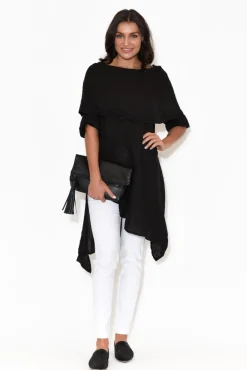 Linen Tops<Donna Donna Grande Black Linen Tunic