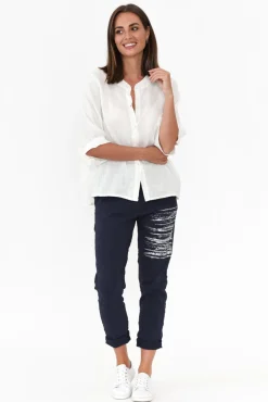 Linen Tops<Worthier Grayson White Linen Top