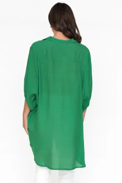 Cotton Tops<Cotton Village Green Cotton Blend Hi Lo Shirt