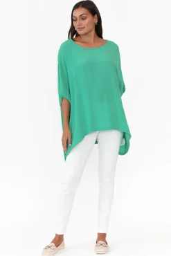 Tunic Tops<Boho Green Drape Top