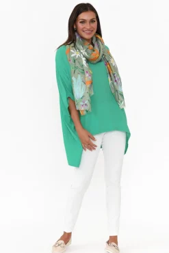 Tunic Tops<Boho Green Drape Top