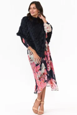 Ponchos<365 Days Greer Navy Fur Poncho