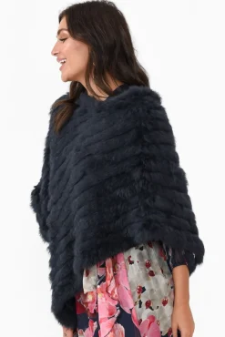 Ponchos<365 Days Greer Navy Fur Poncho