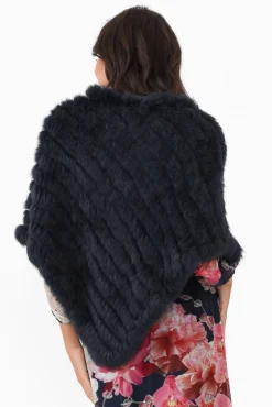 Ponchos<365 Days Greer Navy Fur Poncho
