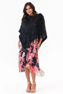 Ponchos<365 Days Greer Navy Fur Poncho