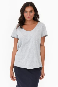 Cotton Tops<Elm Grey Cotton Fundamental Vee Tee