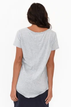 Cotton Tops<Elm Grey Cotton Fundamental Vee Tee