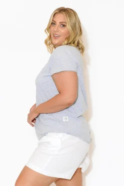 Cotton Tops<Elm Grey Cotton Fundamental Vee Tee