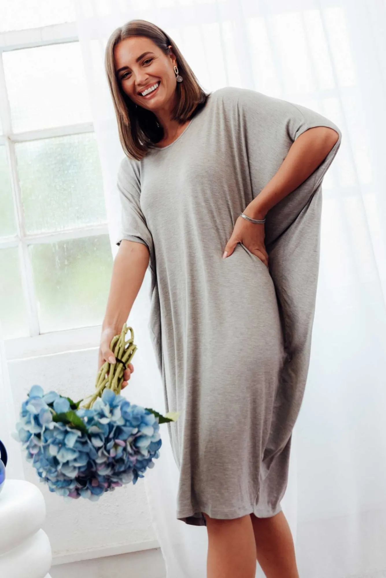 Batwing Dresses<Betty Basics Grey Marle Maui Dress