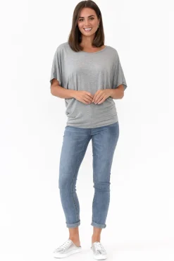 Sleeved Tops<Betty Basics Grey Marle Maui Tee