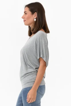 Sleeved Tops<Betty Basics Grey Marle Maui Tee