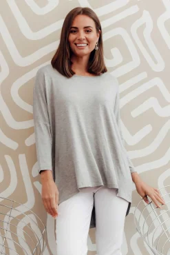 Sleeved Tops<Betty Basics Grey Marle Milan 3/4 Sleeve Top