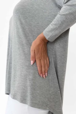 Sleeved Tops<Betty Basics Grey Marle Milan 3/4 Sleeve Top