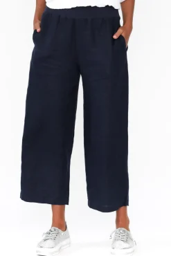 Pants<Gordon Smith Griffin Navy Linen Wide Leg Pant
