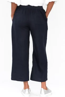 Pants<Gordon Smith Griffin Navy Linen Wide Leg Pant