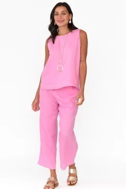 Pants<Gordon Smith Griffin Pink Linen Wide Leg Pant