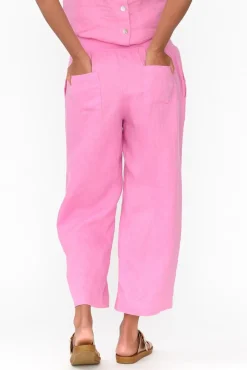 Pants<Gordon Smith Griffin Pink Linen Wide Leg Pant