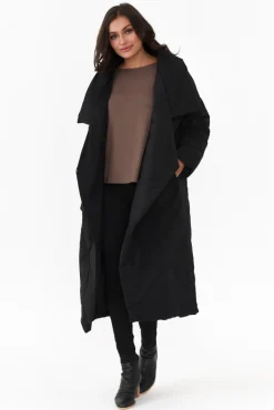 Coats<Tirelli Halle Black Longline Wrap Coat