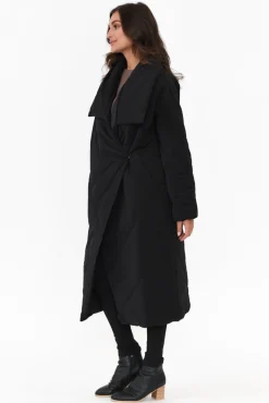 Coats<Tirelli Halle Black Longline Wrap Coat