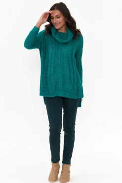 Knitwear<Cafe Latte Hamlin Blue Roll Neck Jumper