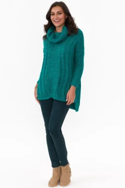 Knitwear<Cafe Latte Hamlin Blue Roll Neck Jumper