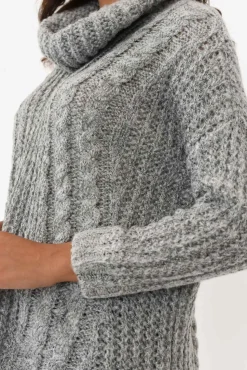 Knitwear<Cafe Latte Hamlin Grey Roll Neck Jumper
