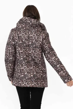 Jackets<Hammock u0026 Vine Hansel Brown Leopard Reversible Puffer Jacket