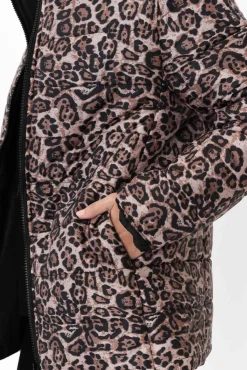 Jackets<Hammock u0026 Vine Hansel Brown Leopard Reversible Puffer Jacket