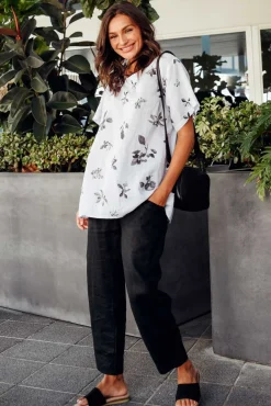 Pants<Silver Wishes Hardy Black Linen Drawstring Pant