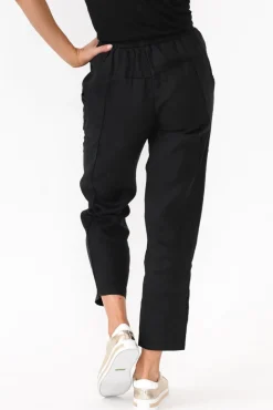 Pants<Silver Wishes Hardy Black Linen Drawstring Pant