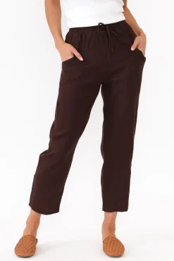 Pants<Silver Wishes Hardy Chocolate Linen Drawstring Pant