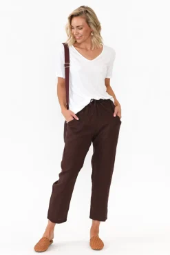Pants<Silver Wishes Hardy Chocolate Linen Drawstring Pant