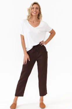 Pants<Silver Wishes Hardy Chocolate Linen Drawstring Pant