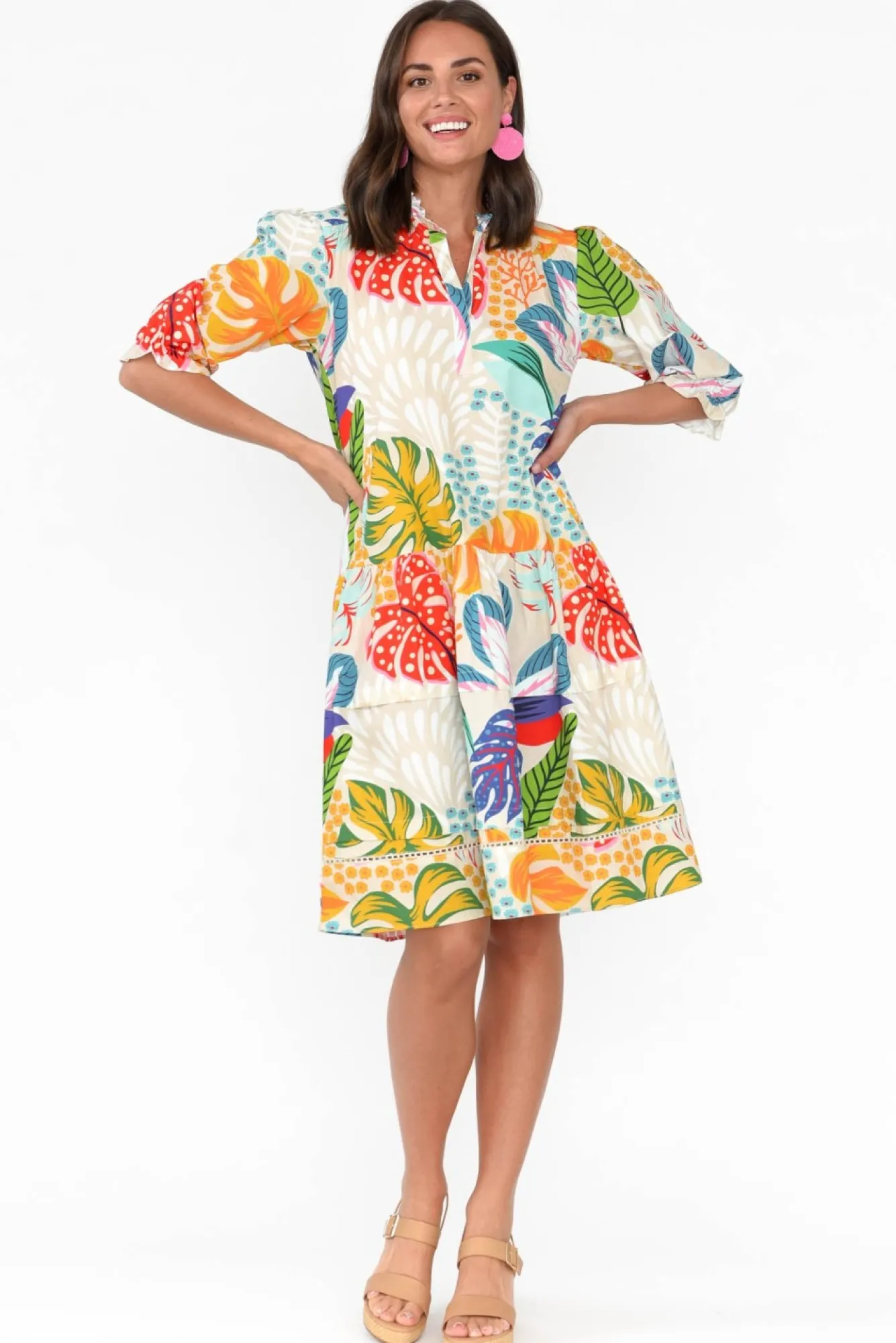 Cotton Dresses<Maude Vivante Hayes Vanilla Forest Cotton Poplin Dress