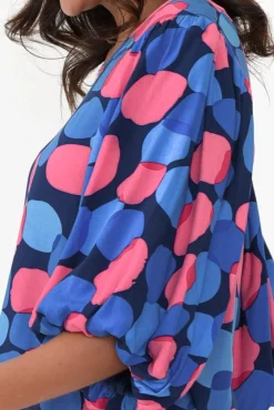 Sleeved Tops<New U Collection Heath Blue Spot Puff Sleeve Top