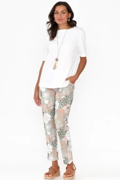 Pants<Cafe Latte Hedda Khaki Floral Drawstring Pant
