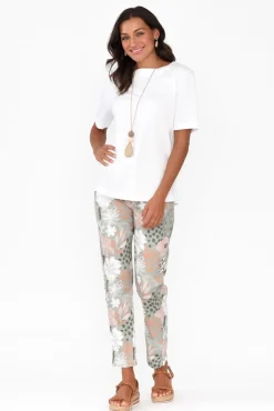 Pants<Cafe Latte Hedda Khaki Floral Drawstring Pant