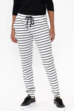 Pants<Betty Basics Heidi Black Stripe Cuffed Jogger Pant