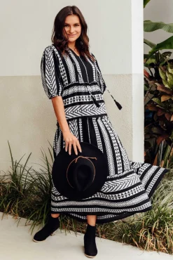 Cotton Dresses<Joop u0026 Gypsy Helena Black Embroidered Cotton Maxi Dress