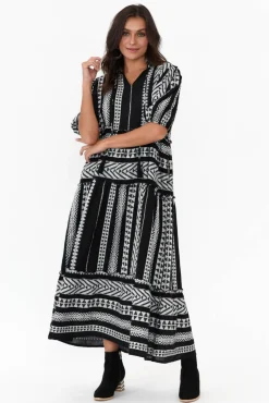 Cotton Dresses<Joop u0026 Gypsy Helena Black Embroidered Cotton Maxi Dress