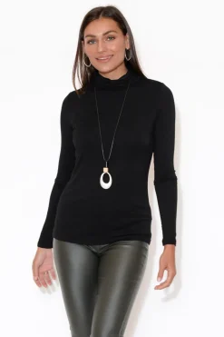 Sleeved Tops<Bamboo Body Henrietta Black Bamboo Turtleneck Top