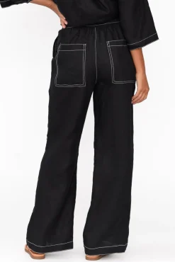 Pants<Label Of Love Hester Black Linen Pocket Pant