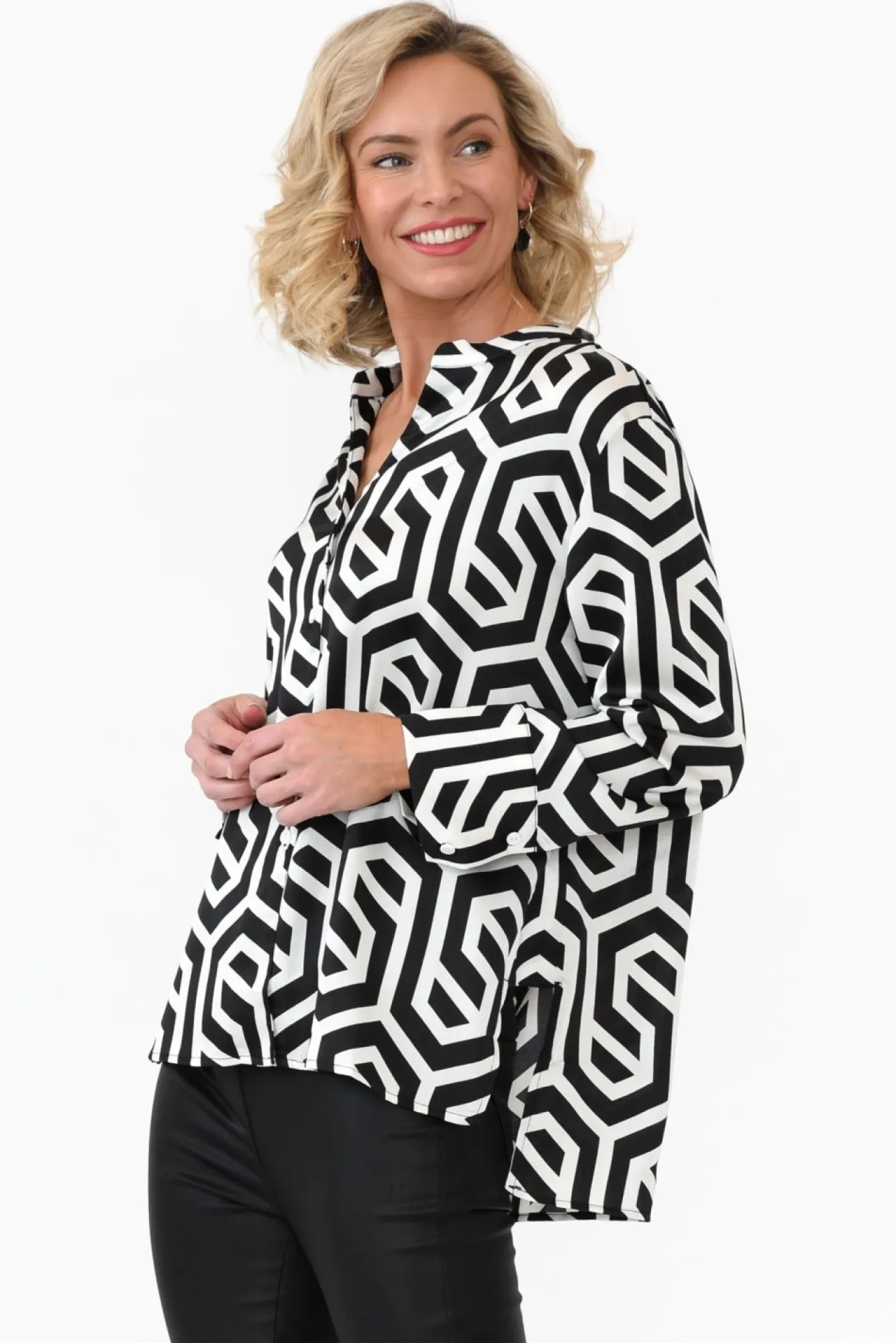 Shirts<Slate the Label Hetty Black Geo Shirt