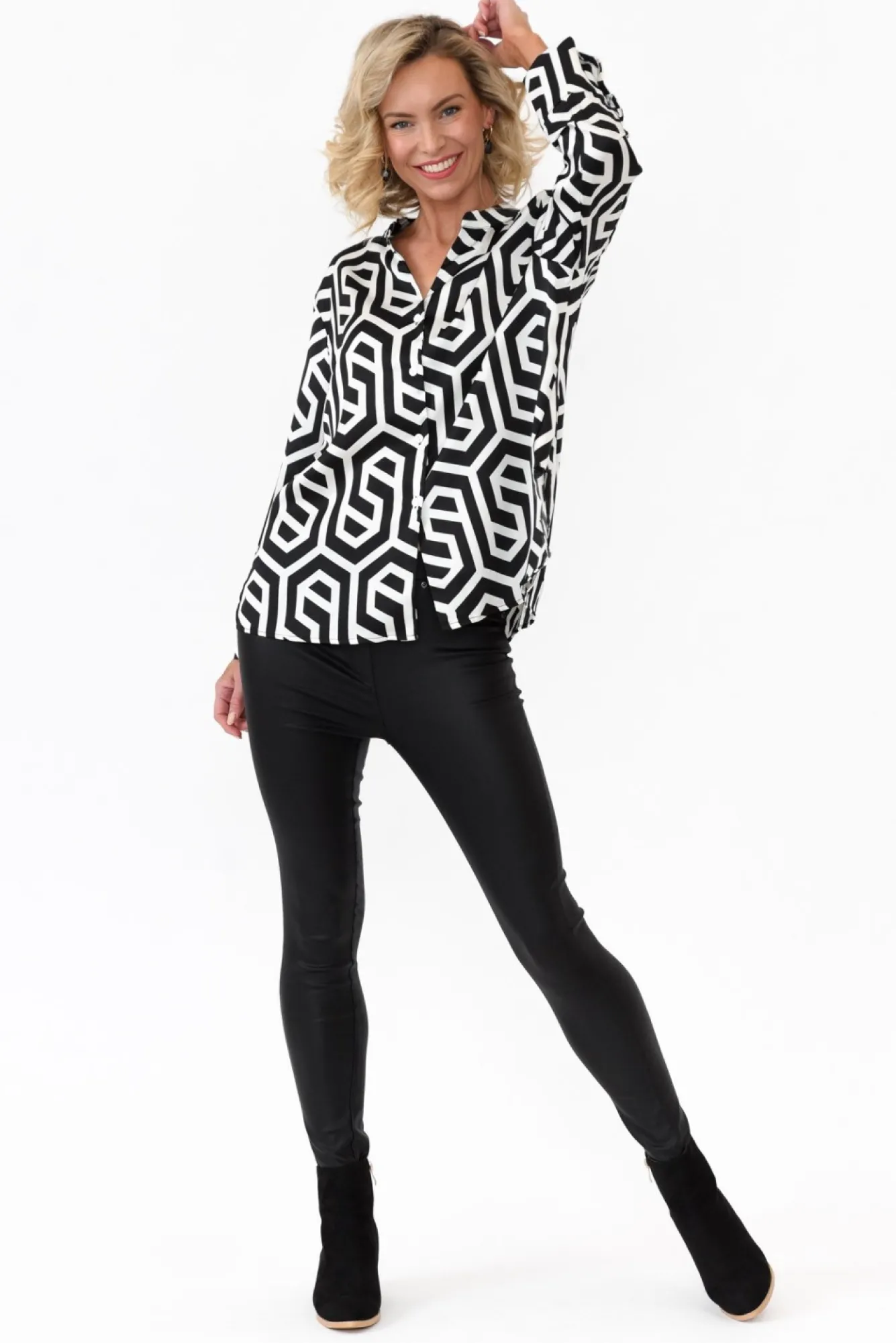 Shirts<Slate the Label Hetty Black Geo Shirt