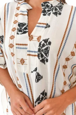 Cotton Dresses<Italian Closet Higgins White Embroidered Cotton Kaftan