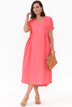 Cotton Dresses<Tirelli Hilda Pink Gathered Cotton Dress