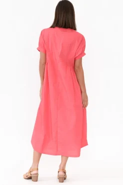 Cotton Dresses<Tirelli Hilda Pink Gathered Cotton Dress
